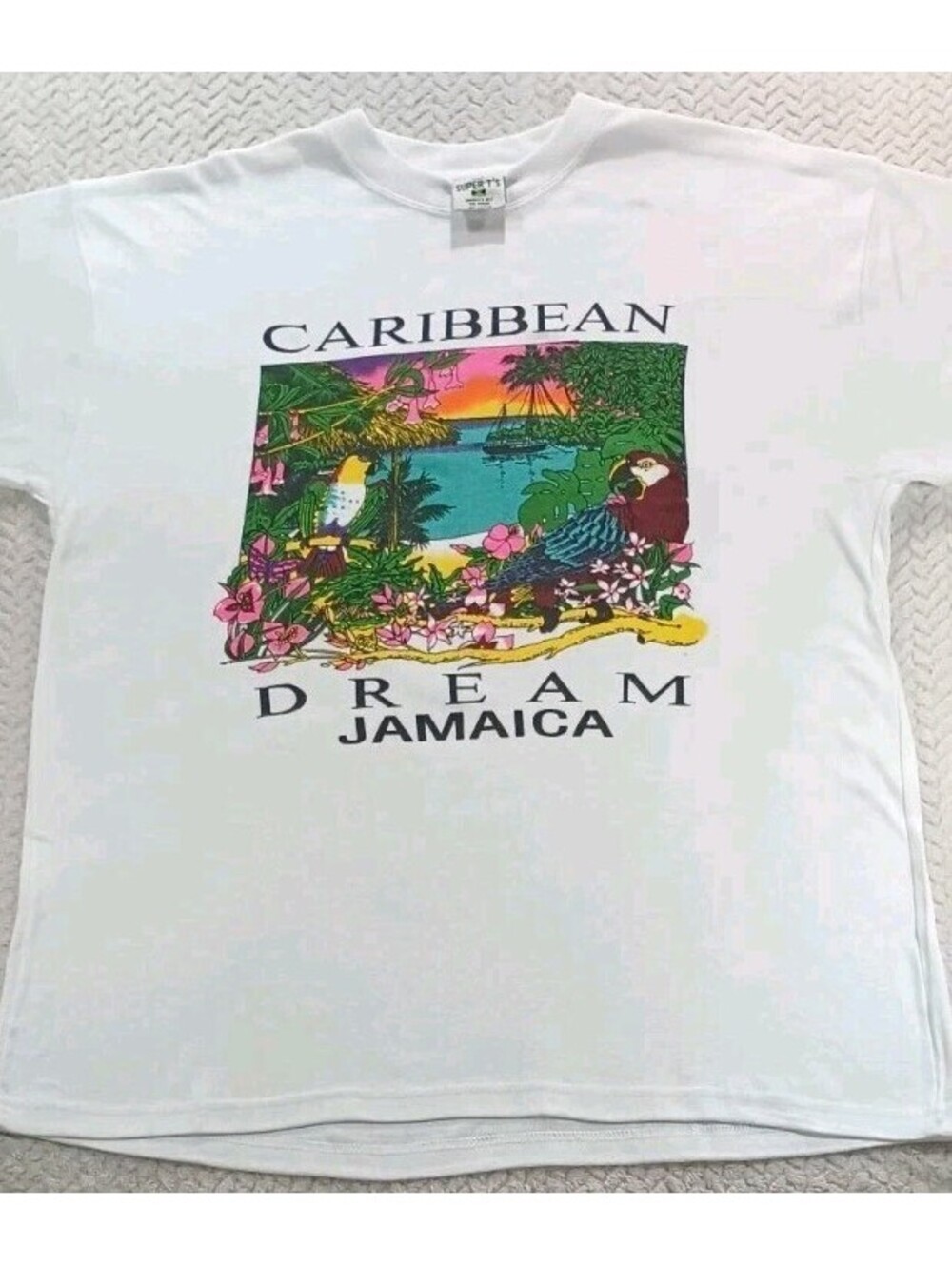 Caribbean Dream - Mens XXL - Jamaica Tropical Parrots - T Shirt Tee - Small Flaw